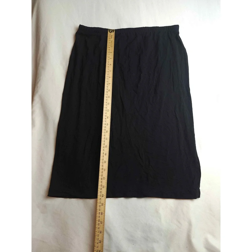 J. Jill Black Stretch Rayon Lycra Midi Skirt Elastic Waist Size Medium